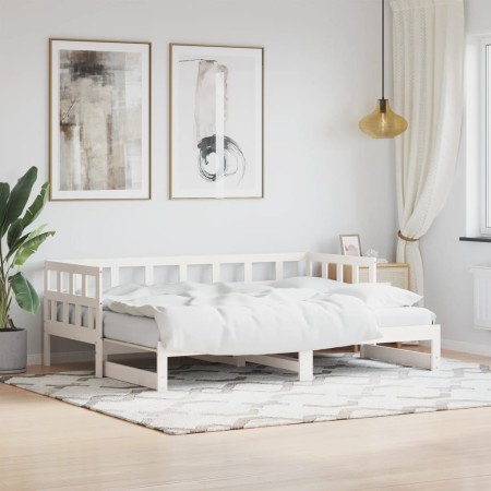 Trundle sofa bed solid white pine wood 80x200 cm by , Beds and slatted bases - Ref: Foro24-836208, Price: 185,81 €, Discount: %