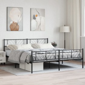 Black metal headboard and footboard bed frame 180x200 cm by , Beds and slatted bases - Ref: Foro24-372201, Price: 115,99 €, D...