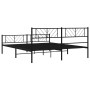 Black metal headboard and footboard bed frame 180x200 cm by , Beds and slatted bases - Ref: Foro24-372201, Price: 112,78 €, D...