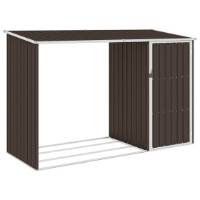 Cobertizo de jardín leña marrón acero galvanizado 245x98x159cm de , Cobertizos - Ref: Foro24-46296, Precio: 168,99 €, Descuen...