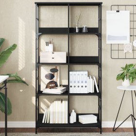 Black engineered wood shelf 78.5x33x153 cm by , Bookcases and shelves - Ref: Foro24-835254, Price: 59,29 €, Discount: %