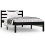 Solid black pine wood bed frame 90x190 cm by , Beds and slatted bases - Ref: Foro24-810399, Price: 85,41 €, Discount: %