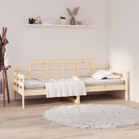 Solid pine wood sofa bed 90x200 cm by , Beds and slatted bases - Ref: Foro24-820327, Price: 94,43 €, Discount: %