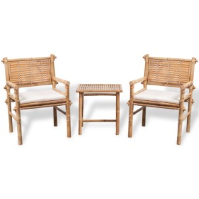 Outdoor terrace set with 3 pieces: table and chairs with bamboo cushions. by vidaXL, Garden sets - Ref: Foro24-41892, Price: ...