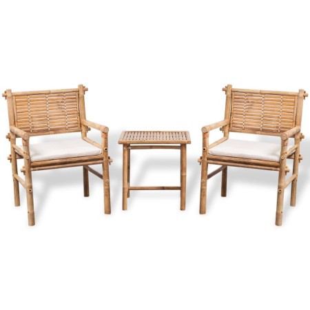 Outdoor terrace set with 3 pieces: table and chairs with bamboo cushions. by vidaXL, Garden sets - Ref: Foro24-41892, Price: ...