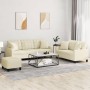 Dreiteilige Sofagarnitur aus cremefarbenem Kunstleder mit Kissen von , Sofas - Ref: Foro24-3201394, Preis: 551,01 €, Rabatt: %