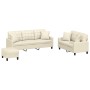 Cream-colored synthetic leather 3-piece sofa set with cushions by , Sofas - Ref: Foro24-3201394, Price: 551,01 €, Discount: %