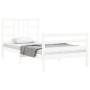 Estructura de cama con cabecero madera maciza blanco de , Camas y somieres - Ref: Foro24-3193887, Precio: 96,68 €, Descuento: %