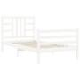 Estructura de cama con cabecero madera maciza blanco de , Camas y somieres - Ref: Foro24-3193887, Precio: 96,68 €, Descuento: %