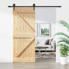 Puerta corredera con herrajes madera maciza de pino 85x210 cm de , Puertas - Ref: Foro24-3203198, Precio: 184,99 €, Descuento: %