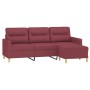 Sofá de 3 plazas con taburete de tela rojo tinto 180 cm de , Sofás - Ref: Foro24-3201079, Precio: 357,01 €, Descuento: %