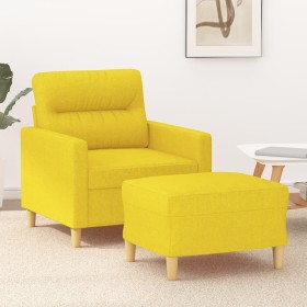 Armchair with light yellow fabric footstool 60 cm by , Sofas - Ref: Foro24-3201070, Price: 214,58 €, Discount: %