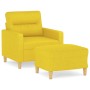 Sillón con taburete tela amarillo claro 60 cm de , Sofás - Ref: Foro24-3201070, Precio: 216,31 €, Descuento: %