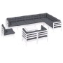 Garden furniture 11 pieces and white cushions solid pine wood by , Garden sets - Ref: Foro24-3096786, Price: 967,20 €, Discou...