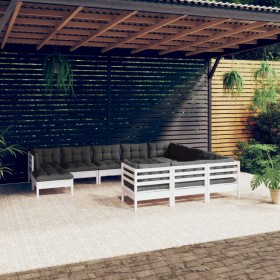 11 Stk. Gartenmöbel und Kissen aus weißem Kiefernholz von , Gartensets - Ref: Foro24-3097044, Preis: 957,50 €, Rabatt: %