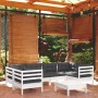 7-piece garden furniture set with white cushions made of pine wood by , Garden sets - Ref: Foro24-3097302, Price: 613,85 €, D...