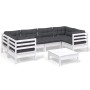 7-piece garden furniture set with white cushions made of pine wood by , Garden sets - Ref: Foro24-3097302, Price: 613,85 €, D...