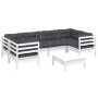 7-piece garden furniture set with white cushions made of pine wood by , Garden sets - Ref: Foro24-3097302, Price: 616,23 €, D...