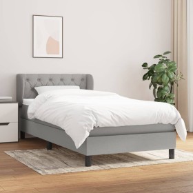 Box spring bed with light gray fabric mattress 80x200 cm by , Beds and slatted bases - Ref: Foro24-3126437, Price: 288,99 €, ...