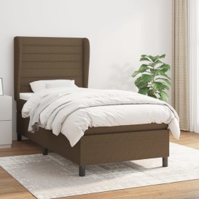 Box spring bed with dark brown fabric mattress 100x200 cm by , Beds and slatted bases - Ref: Foro24-3128024, Price: 400,22 €,...