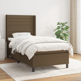 Box spring bed with dark brown fabric mattress 100x200 cm by , Beds and slatted bases - Ref: Foro24-3131492, Price: 402,06 €,...