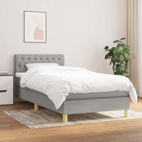 Box spring bed with light gray fabric mattress 80x200 cm by , Beds and slatted bases - Ref: Foro24-3140809, Price: 276,29 €, ...