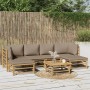 7-piece garden furniture set made of bamboo with gray taupe cushions by , Garden sets - Ref: Foro24-3155133, Price: 633,45 €,...