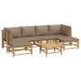 7-piece garden furniture set made of bamboo with gray taupe cushions by , Garden sets - Ref: Foro24-3155133, Price: 633,45 €,...