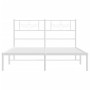 White metal bed frame with headboard 140x200 cm by , Beds and slatted bases - Ref: Foro24-355317, Price: 98,99 €, Discount: %