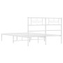 White metal bed frame with headboard 140x200 cm by , Beds and slatted bases - Ref: Foro24-355317, Price: 98,99 €, Discount: %