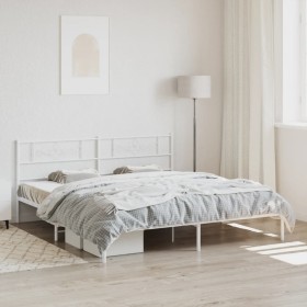 Metal bed frame with white headboard 180x200 cm by , Beds and slatted bases - Ref: Foro24-355320, Price: 104,99 €, Discount: %