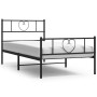 Bed frame with headboard and black metal footboard 80x200 cm by , Beds and slatted bases - Ref: Foro24-355472, Price: 62,99 €...