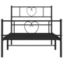 Bed frame with headboard and black metal footboard 80x200 cm by , Beds and slatted bases - Ref: Foro24-355472, Price: 62,99 €...