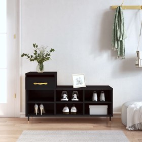 Shoe cabinet made of black plywood wood 102x36x60 cm by , Shoe racks and shoe organizers - Ref: Foro24-831357, Price: 46,99 €...