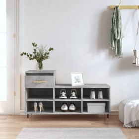 Shoe cabinet made of gray concrete plywood wood 102x36x60 cm by , Shoe racks and shoe organizers - Ref: Foro24-831360, Price:...