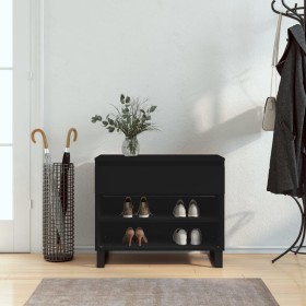 Shoe cabinet made of black plywood wood 70x36x60 cm by , Shoe racks and shoe organizers - Ref: Foro24-831445, Price: 45,41 €,...