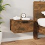 Wall-mounted bedside table in smoked oak color, 34x30x20 cm by , Lockers and storage cabinets - Ref: Foro24-817087, Price: 28...