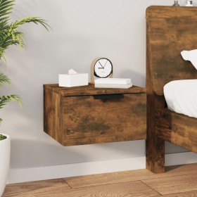 Wall-mounted bedside table in smoked oak color, 34x30x20 cm by , Lockers and storage cabinets - Ref: Foro24-817087, Price: 28...