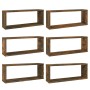 6 wall-mounted cubic shelves smoked oak wood 60x15x23cm by , Shelves and shelves - Ref: Foro24-815926, Price: 49,57 €, Discou...