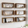 6 wall-mounted cubic shelves smoked oak wood 60x15x23cm by , Shelves and shelves - Ref: Foro24-815926, Price: 49,57 €, Discou...