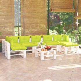 8-piece pallet garden furniture with pine wood cushions by , Garden sets - Ref: Foro24-3066335, Price: 571,99 €, Discount: %