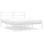 Metal bed frame with white headboard 140x190 cm by , Beds and slatted bases - Ref: Foro24-372326, Price: 97,65 €, Discount: %