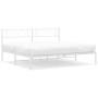 Metal bed frame with white headboard 180x200 cm by , Beds and slatted bases - Ref: Foro24-372330, Price: 101,46 €, Discount: %