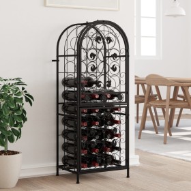 Black wrought iron wine rack for 41 bottles, measuring 45x36x120 cm. by , Wine racks - Ref: Foro24-358370, Price: 136,90 €, D...