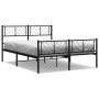 Black metal headboard and footboard bed frame 150x200 cm by , Beds and slatted bases - Ref: Foro24-372199, Price: 100,58 €, D...