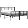 Black metal headboard and footboard bed frame 150x200 cm by , Beds and slatted bases - Ref: Foro24-372199, Price: 100,58 €, D...