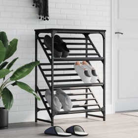 Engineered wood shoe cabinet in black, 60x30x85 cm by , Shoe racks and shoe organizers - Ref: Foro24-833423, Price: 48,99 €, ...