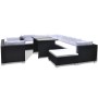 Set muebles de jardín 10 piezas y cojines ratán sintético negro de vidaXL, Conjuntos de jardín - Ref: Foro24-41878, Precio: 9...