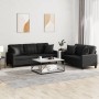 2-piece black faux leather sofa set with cushions by , Sofas - Ref: Foro24-3201388, Price: 563,09 €, Discount: %