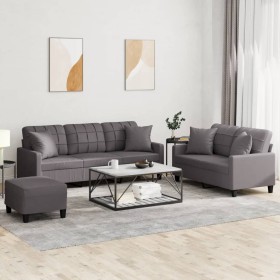 3-piece gray faux leather sofa set with cushions by , Sofas - Ref: Foro24-3201395, Price: 523,99 €, Discount: %